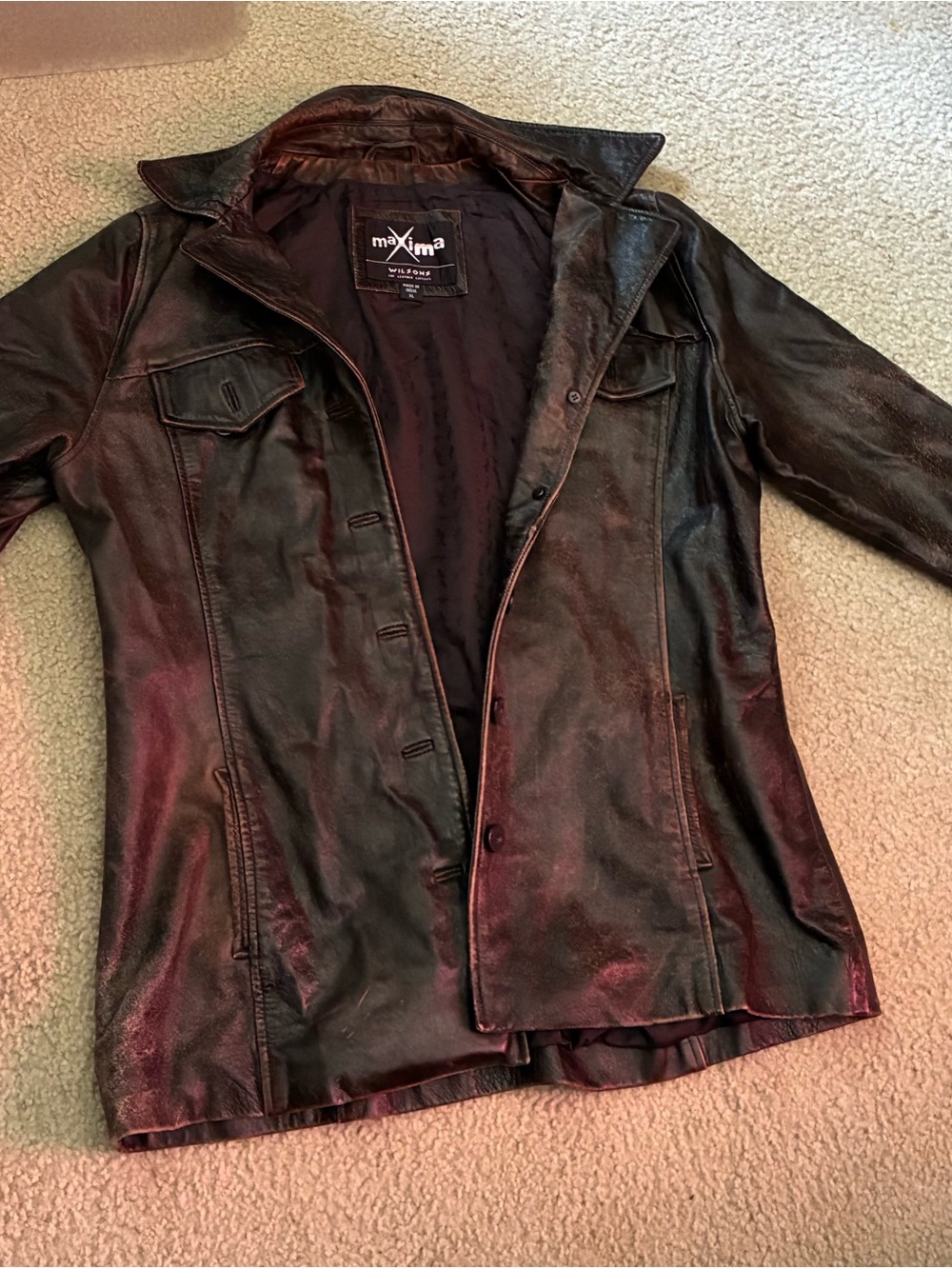 Wilson Vintage Brown Leather Women's Pea Coat